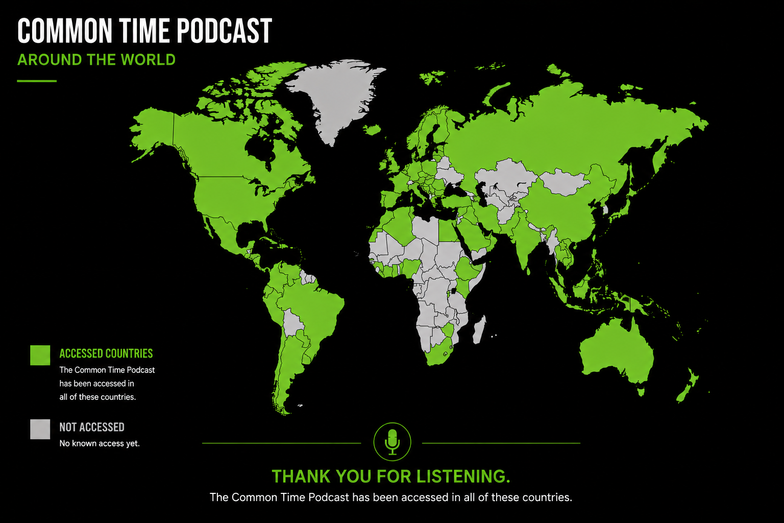 Common Time Podcast accessed in 63 countries